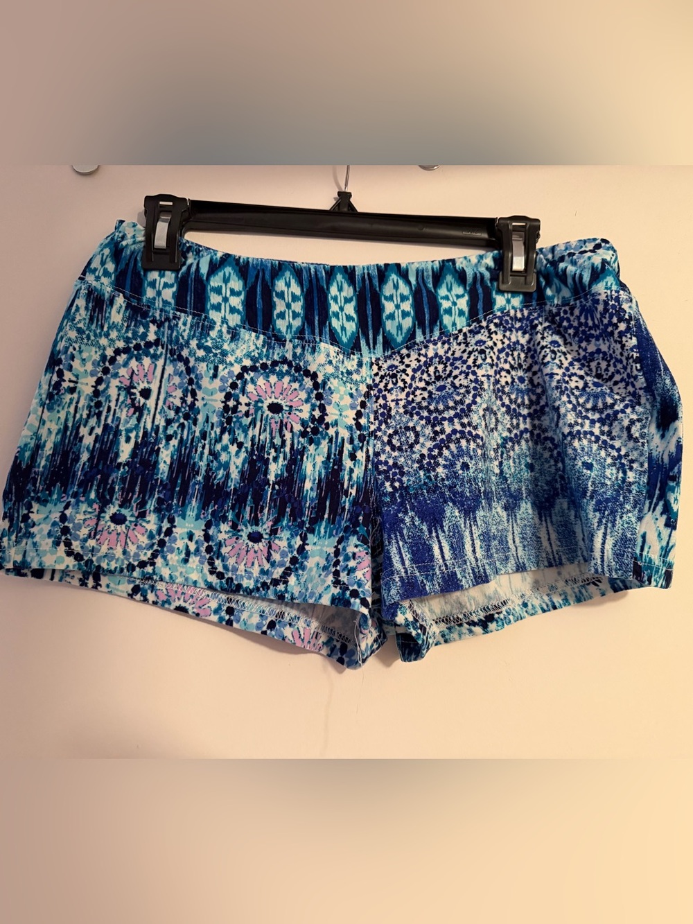 Hot Kiss Women’s Blue Aqua Patterned Swim / Sport Shorts